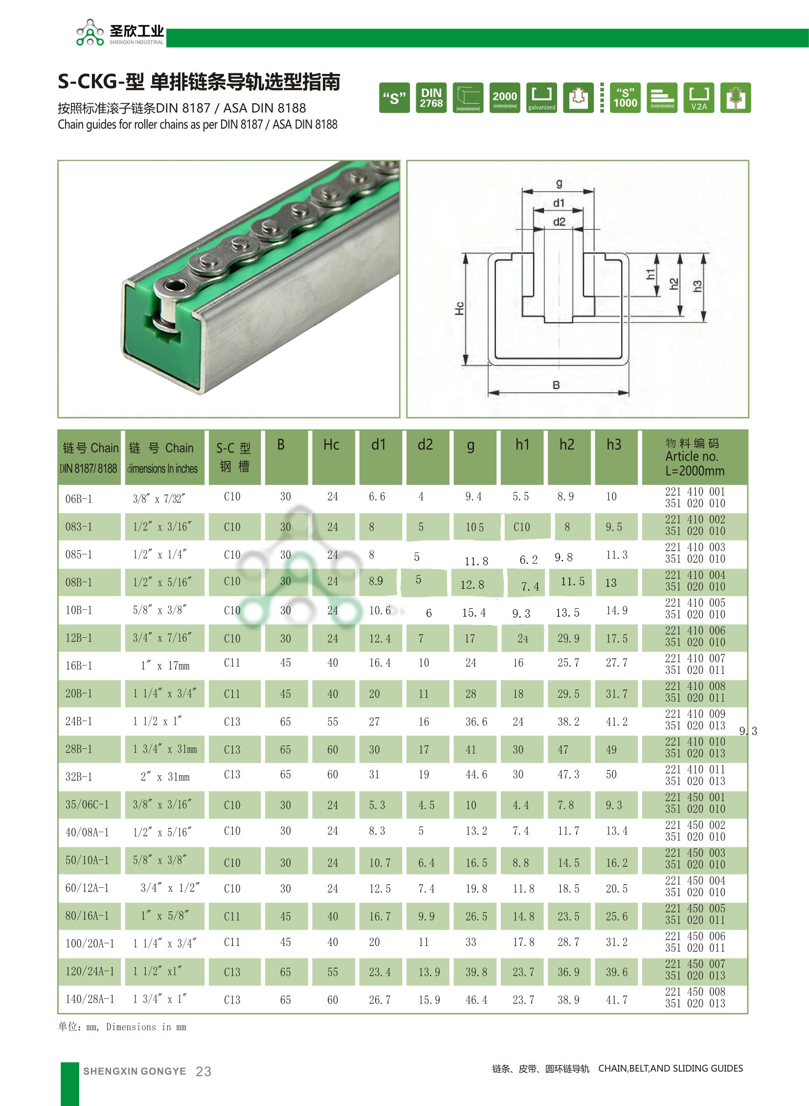 單排鏈條導向件